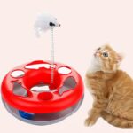 Disque de jeu multifonction pour chat avec un petit poisson et un chat
