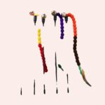 Jouet plume 5 pièces pour chat et chaton avec des perles multicolores