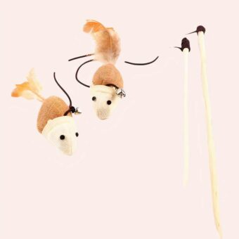 Jouet souris interactif avec cloches pour chat marron blanc et noir