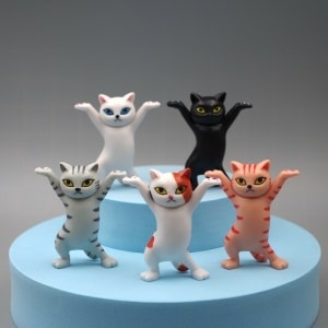 5 pièces de figurine de chat qui danse, de couleurs différentes, haute qualité