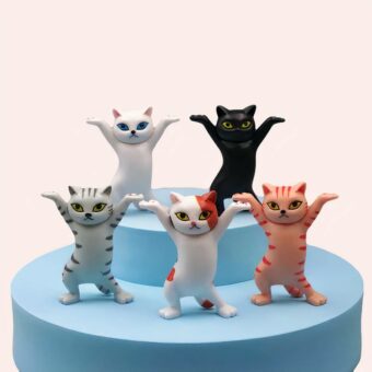 5 pièces de figurine de chat qui danse, de couleurs différentes, haute qualité