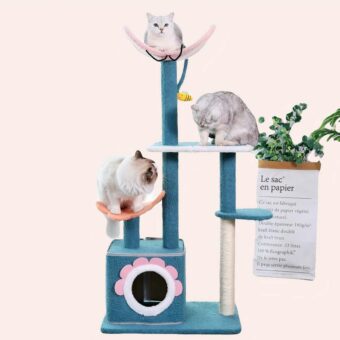 Arbre à chat avec niche et nid dans une maison