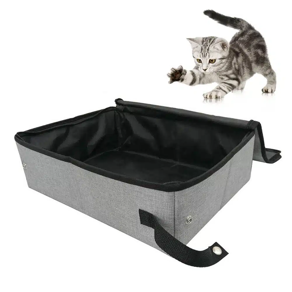 Bac à litière pliable et étanche pour chat