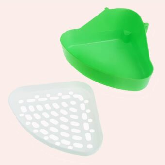 Bac à litière triangle pour chat blanc et vert