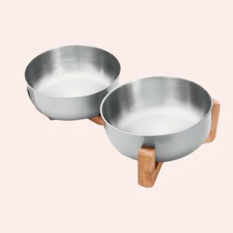 Bol chat avec support en bois, à la mode