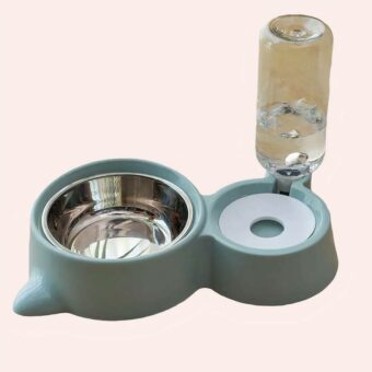 Bol chat en acier inoxydable avec fontaine à eau avec de l'eau à l'intérieur