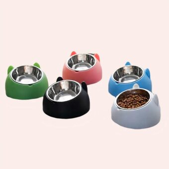 Bol chat en acier inoxydable avec support en forme de chat plusieurs couleurs dans une maison