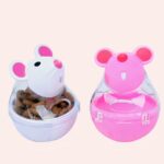 Bol et jouet en forme de souris pour chat jaune et blanc très confortable