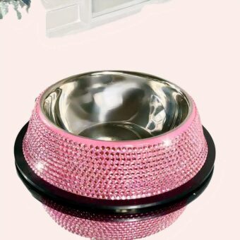 Bol pour chat incrusté de strass rose, très bonne qualité