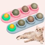 Boule en herbe à lécher pour chat, très pratique de couleurs jaune et rose