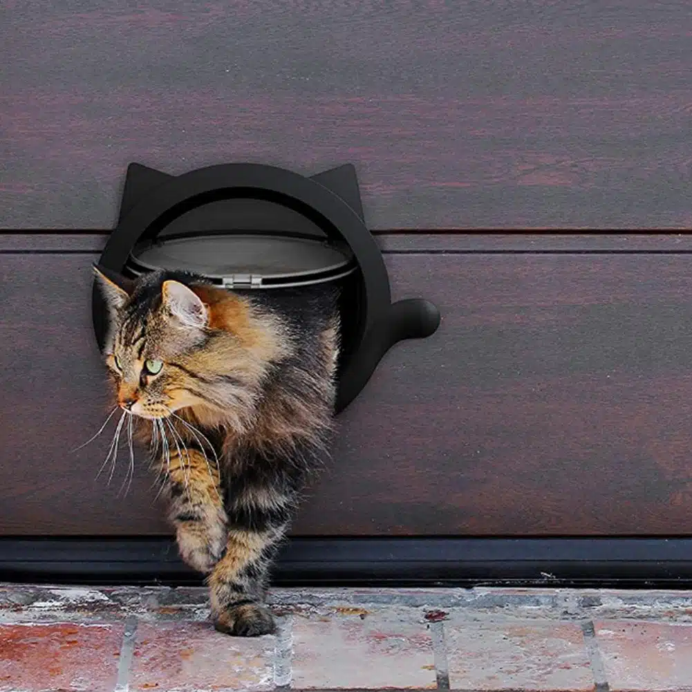Chatière en forme de tête de chat noir