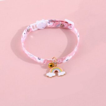 Collier avec pendentif fleur ou arc-en-ciel pour chat à la mode, plusieurs couleurs