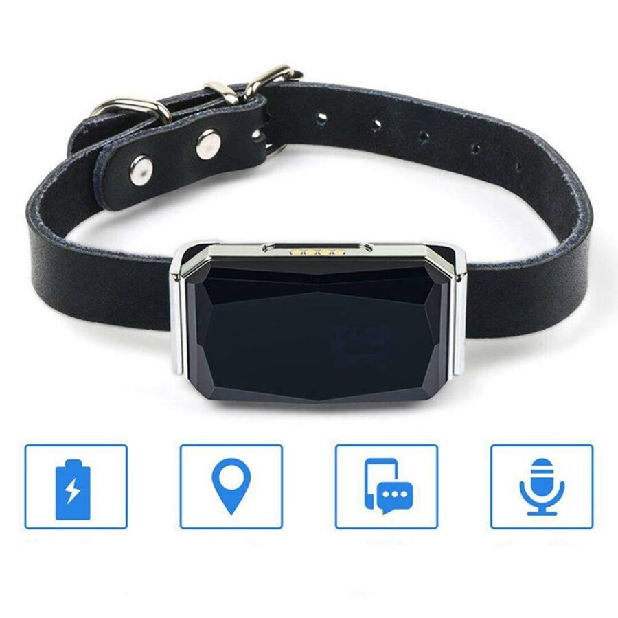 Collier avec traqueur GPS pour chat noir à la mode