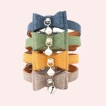 Collier en cuir réglable avec nœud pour chat plusieurs couleurs