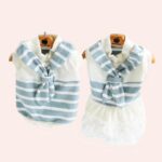 Costume à rayures pour chat couple à la mode sur une ceintre dans une maison