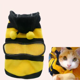 Costume en forme d'abeille pour chat noir et jaune, haute qualité