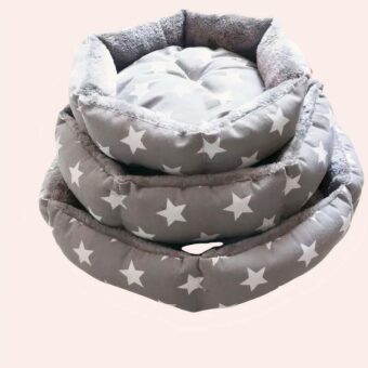 Coussin chaud à trois couches pour chat gris avec un motif étoile, confortable, tres bonne qualité