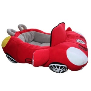 Coussin chaud pour chat en forme de voiture rouge, très confortable