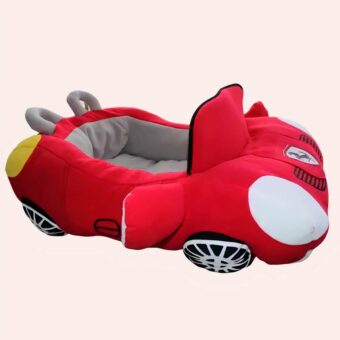Coussin chaud pour chat en forme de voiture rouge, très confortable