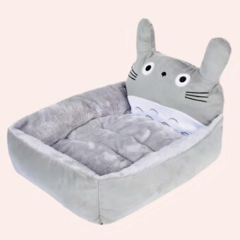 Coussin doux en forme animal pour chat gris très confortable à la mode