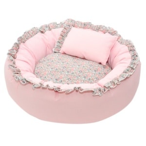 Coussin doux rond antidérapant pour chat rose, confortable avec un oreiller