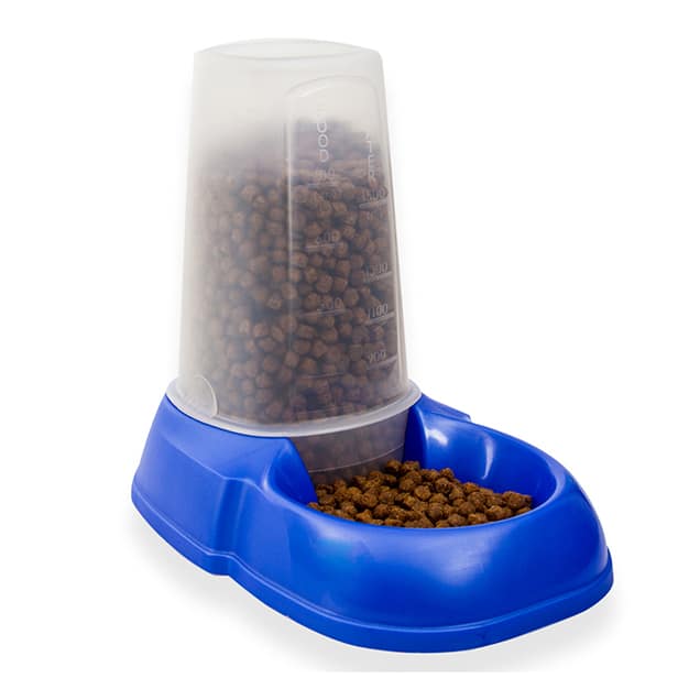 Distributeur de croquettes bleu pour chat