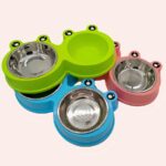 Double bol en forme de grenouille pour chat, plusieurs couleurs disponibles, très haute qualité