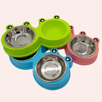 Double bol en forme de grenouille pour chat, plusieurs couleurs disponibles, très haute qualité