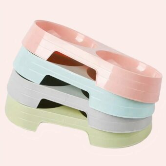 Double bol en plastique pour chat plusieurs couleurs