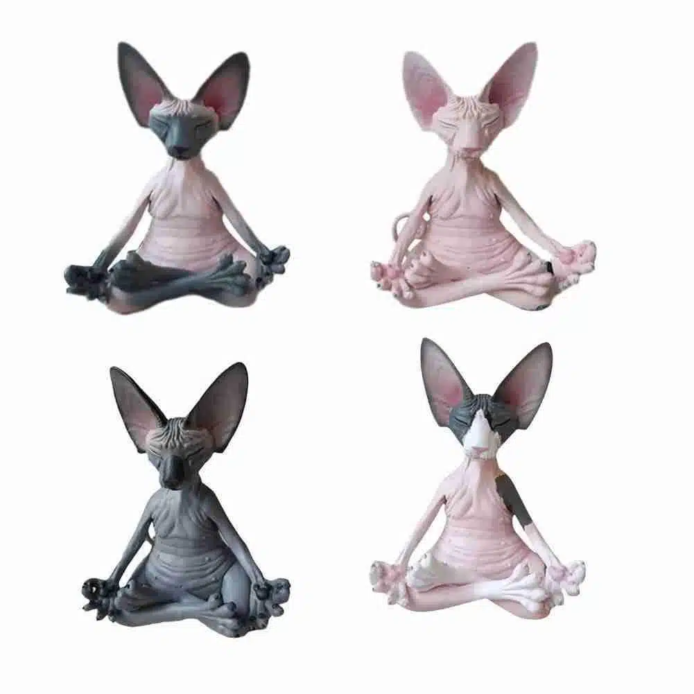 Figurine de chat bouddhiste en méditation, plusieurs couleurs differentes