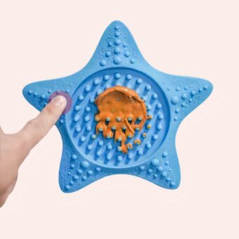 Gamelle anti glouton en forme d'étoile pour chat de couleur bleu très haute qualité