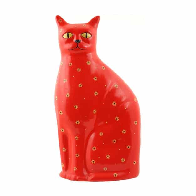Chat rouge en céramique