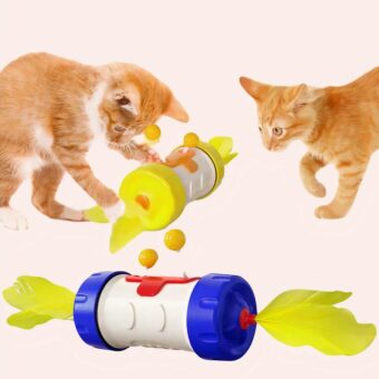 Jouet bâton en plastique roulant pour chat à plusieurs couleurs