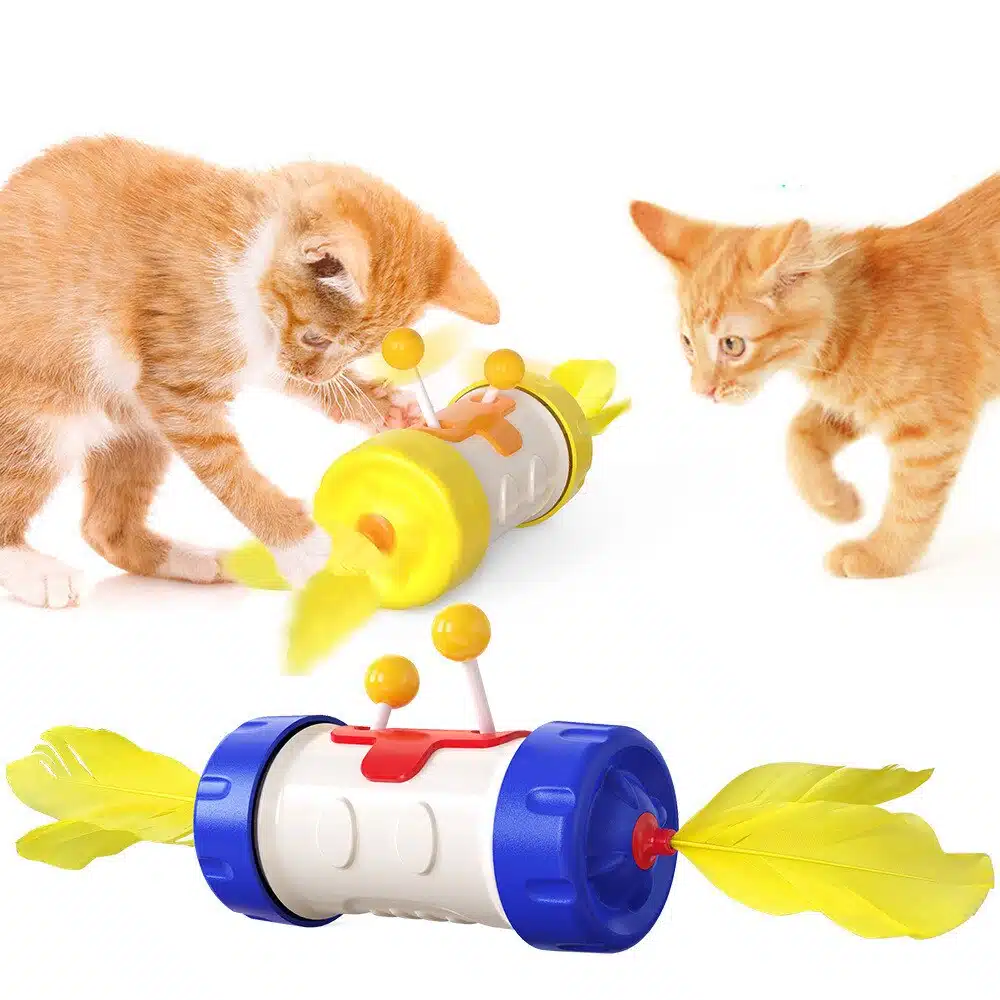 Jouet bâton en plastique roulant pour chat à plusieurs couleurs
