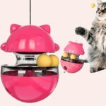 Jouet chat avec distributeur de nourriture, très haute qualité de couleur rose et noir