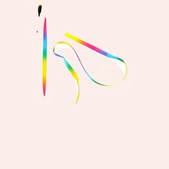 Jouet chat baton noir avec ruban en arc-en-ciel