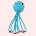 Jouet en forme de pieuvre en corde tissée pour chat bleu à la mode