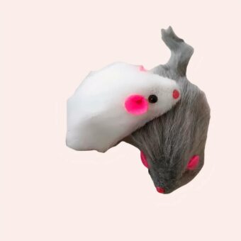 Jouet en forme de souris avec son pour chat gris et blanc