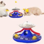 Jouet platine de boule rotatif pour chat joué par un chat