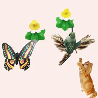 Jouet rotatif en forme d'oiseau et de papillon pour chat à la mode