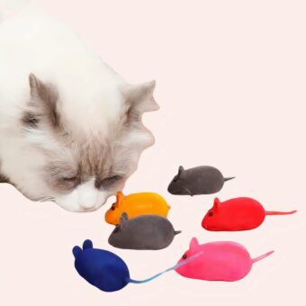 Jouet souris à couineur multicolore pour chat, plusieurs couleurs disponible