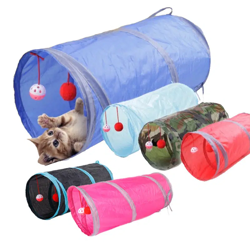 Jouet tunnel avec balles pour chat disponible pour plusieurs couleurs