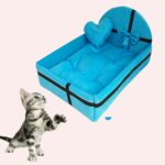 Lit avec matelas amovible pour chat bleue très confortable