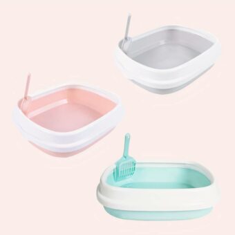 Litière chat deux tons avec pelle à plusieurs couleurs