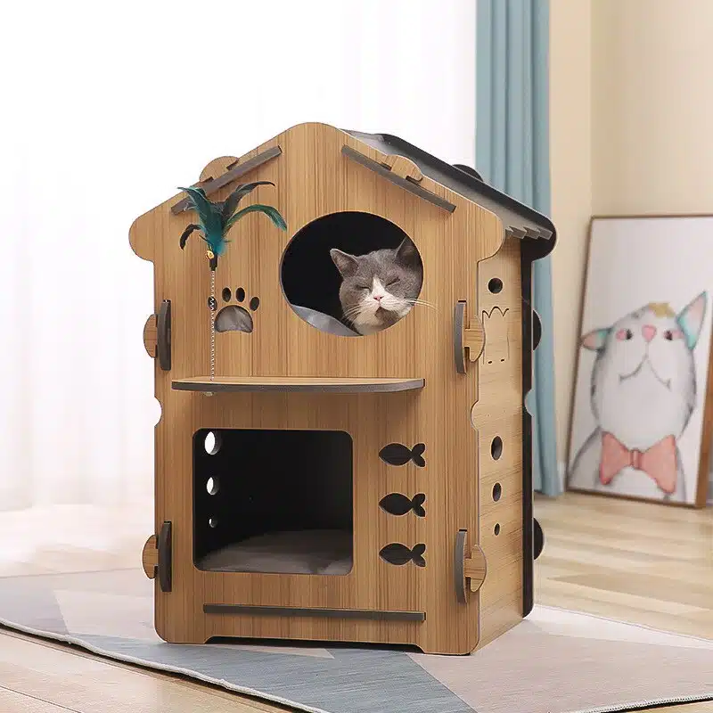Maison en bois pour chat très mignon