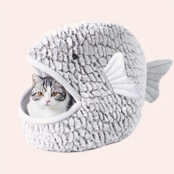 Niche d'hiver en forme de poisson pour chat confortable , bonne qualité