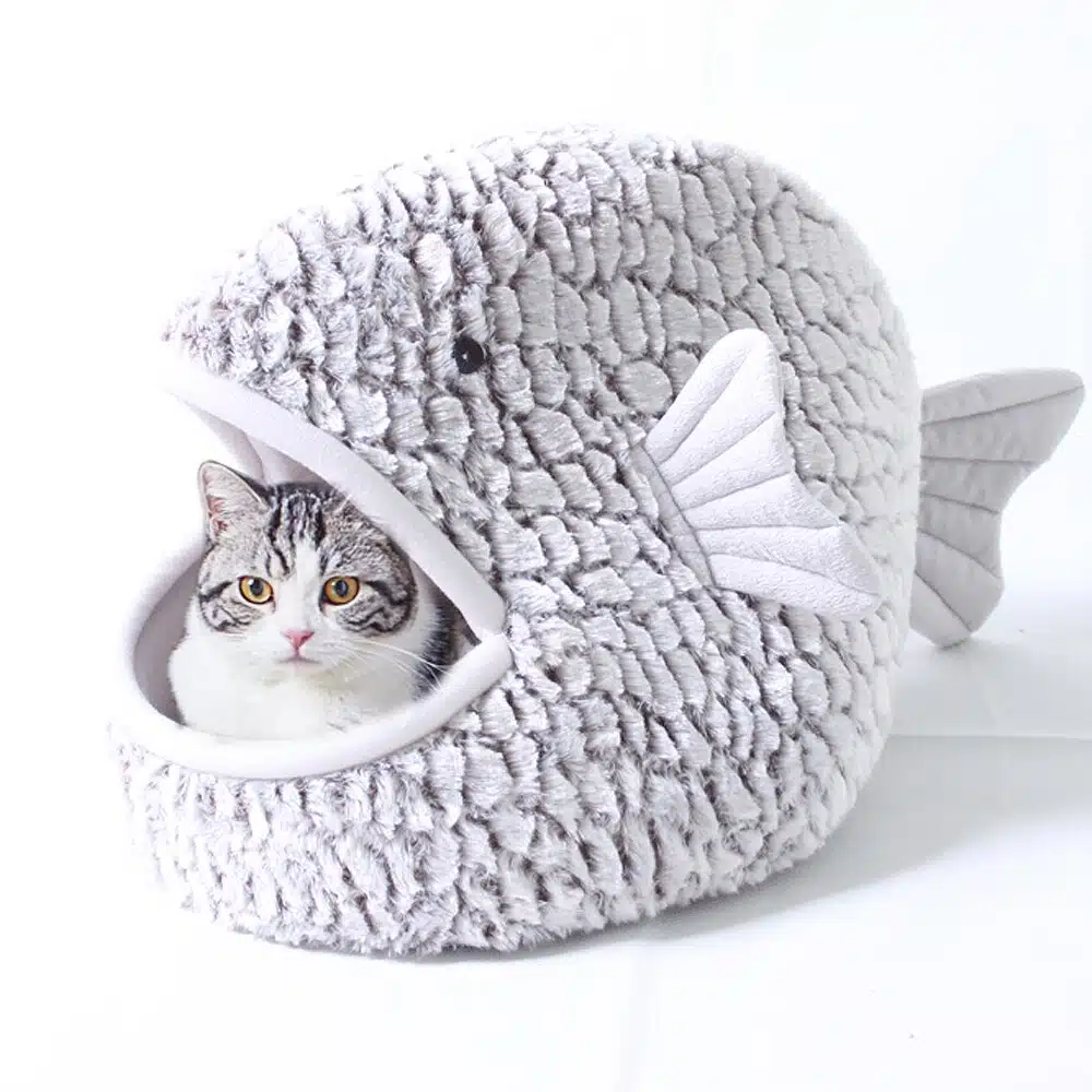 Niche d'hiver en forme de poisson pour chat confortable , bonne qualité