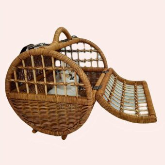 Panier pour chat en rotin en bois marron très confortable