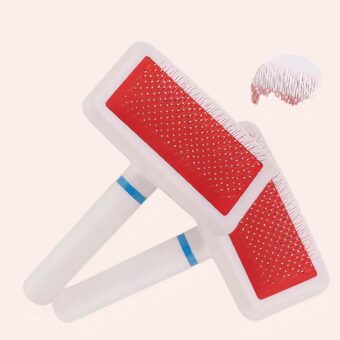 Peigne à aiguilles en acier inoxydable pour chat banc et rouge