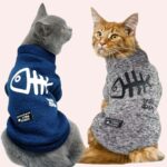 Pull à motif poisson pour chat bleu et gris à la mode